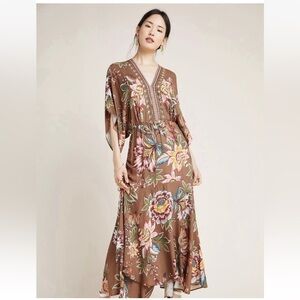 FARM Rio Anthropology Maxi Dress Women’s Small Valentina Brown Floral Boho EUC